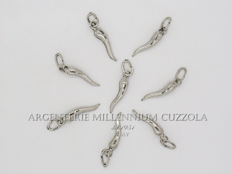 Collana Cornetto Portafortuna - Minimal, In Lega Di Zinco, Placcata Rodio, 45 Cm - Foto 5