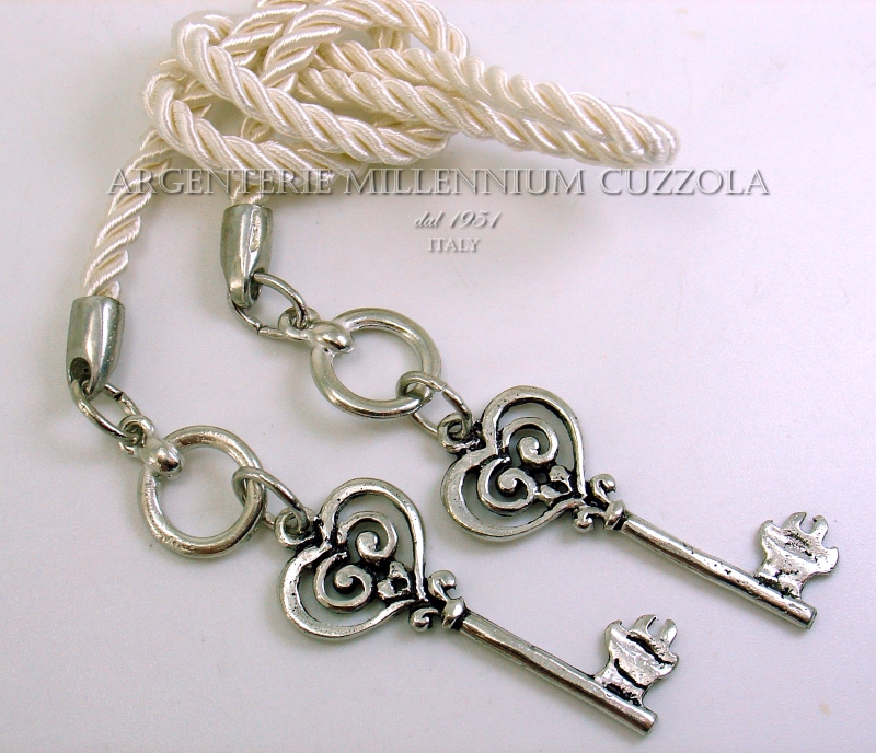 CHIAVI ARGENTO SEGNALIBRO BOMBONIERE MATRIMONIO COMUNIONE CRESIMA BATTESIMO KEYS