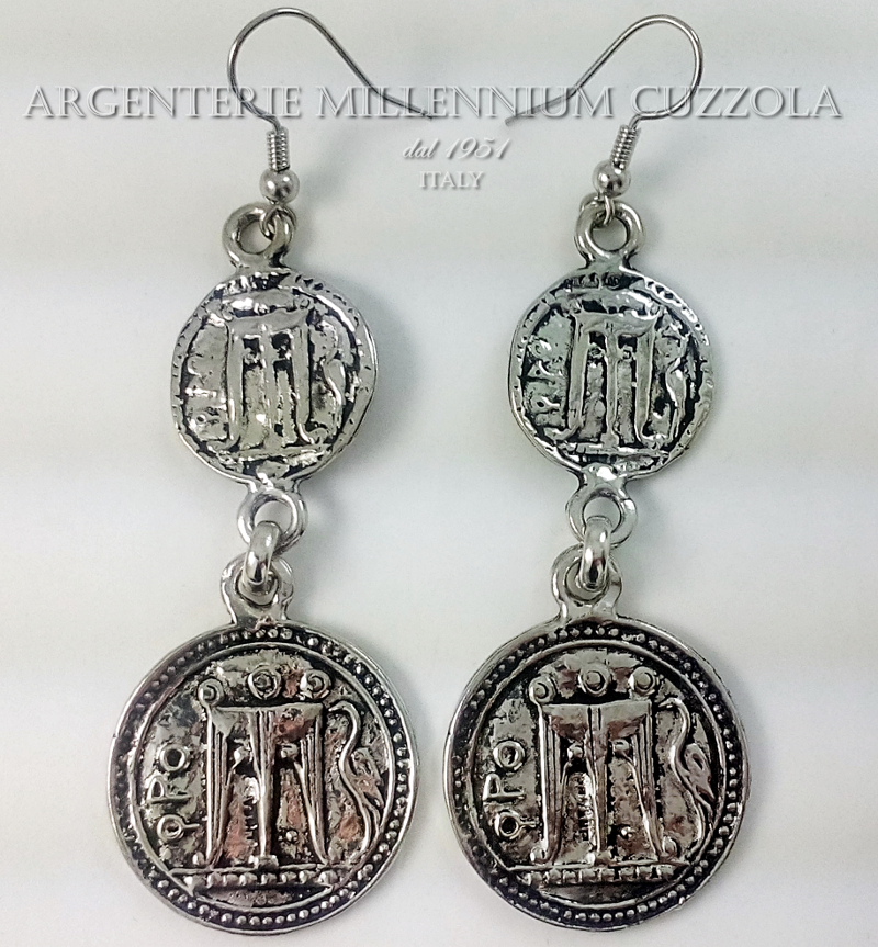 ORECCHINI MONETE ARGENTO FORTUNA MITI MAGNA GRECIA SILVER COINS PIECES ...