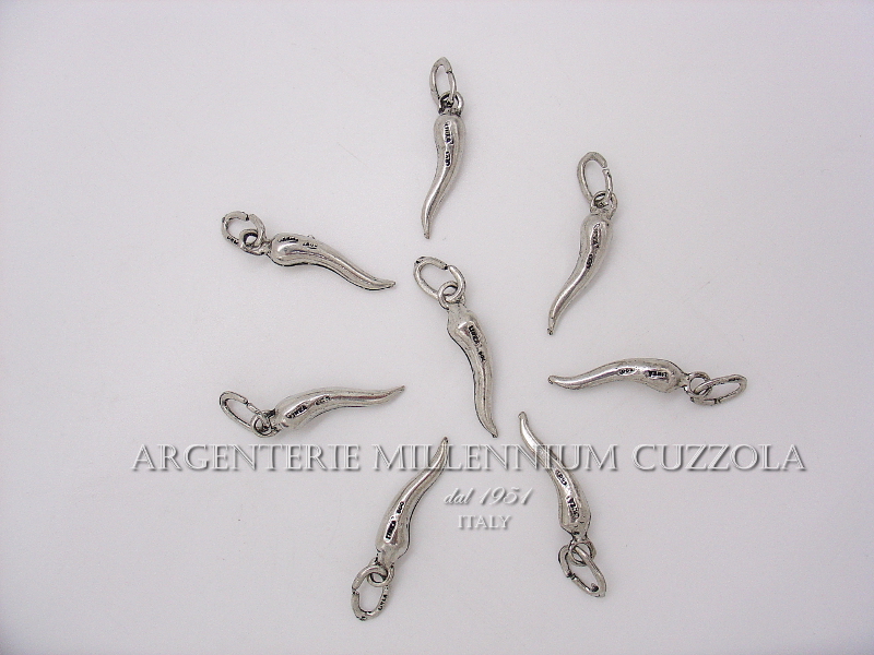 CORNETTO ARGENTO CIONDOLO CORNO PER BRACCIALE O COLLANA SILVER HORN LUCKY CHARMS