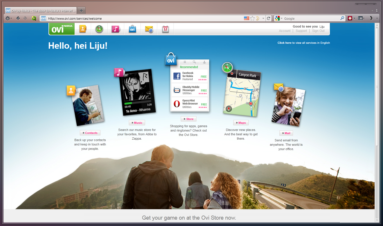 Browser layout. Ovi. Ovi.com. Facebook ovi. Www.ovi.com/